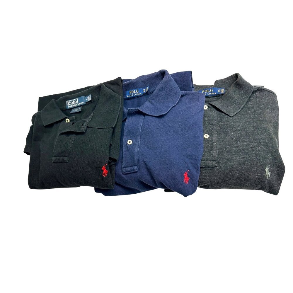 Ralph Lauren Polo Shirts Bundle Lot of 3 Black Blue Gray size L and LT SEE PICS - Picture 4 of 16